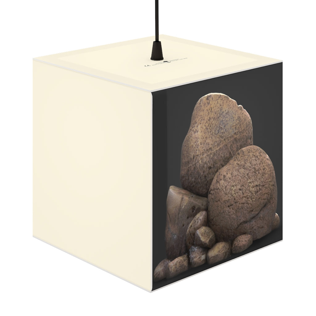 A stylish Rocks Personalized Lamp in a cube shape, showcasing its unique design and customizable lighting options, perfect for home decor.