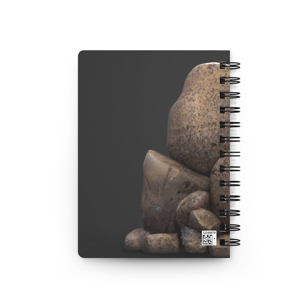 Rocks Spiral Bound Journal with glossy laminated cover and lined pages, showcasing its stylish design and durability.