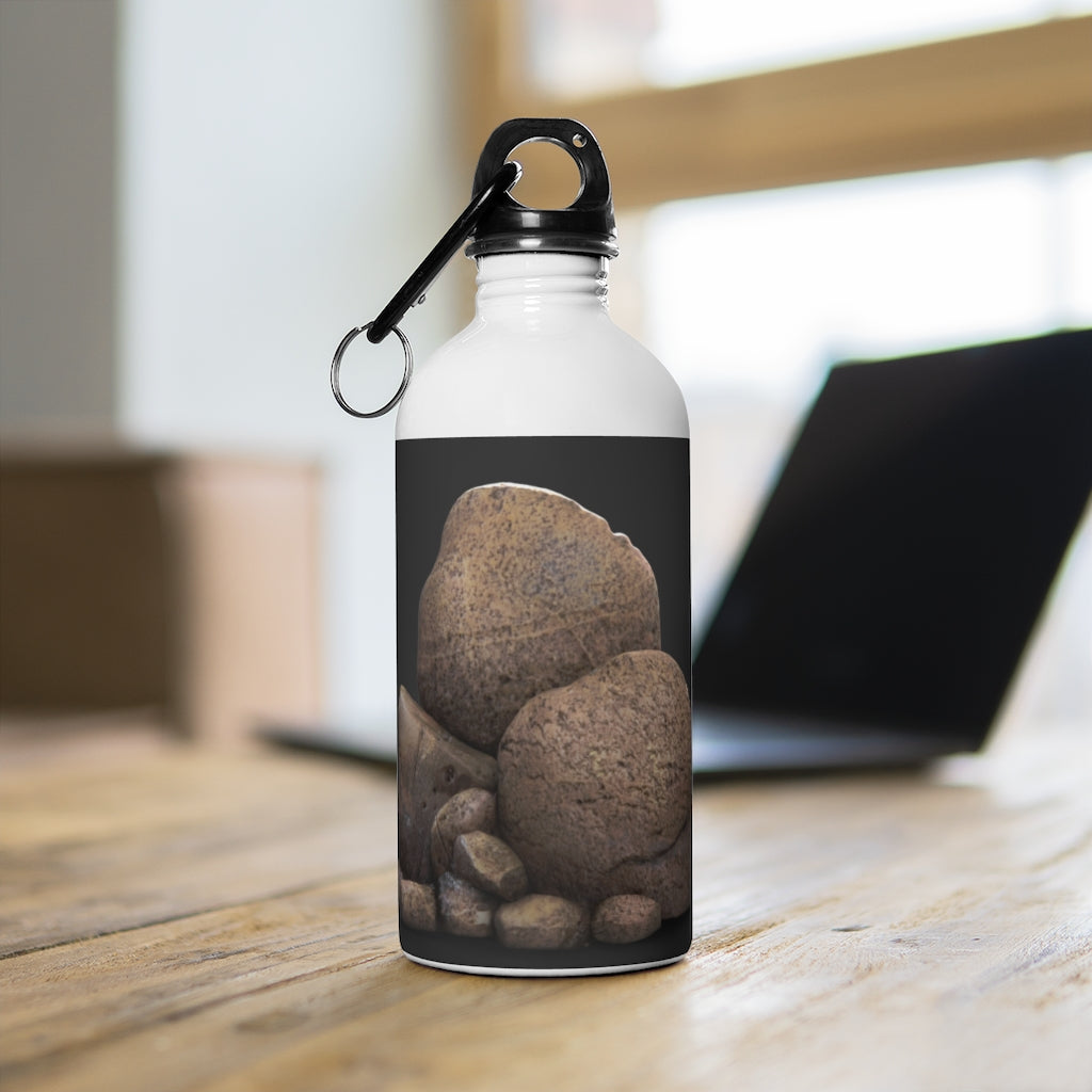 Rocks Stainless Steel Water Bottle with a plastic screw top and stylish print, perfect for hydration on the go.