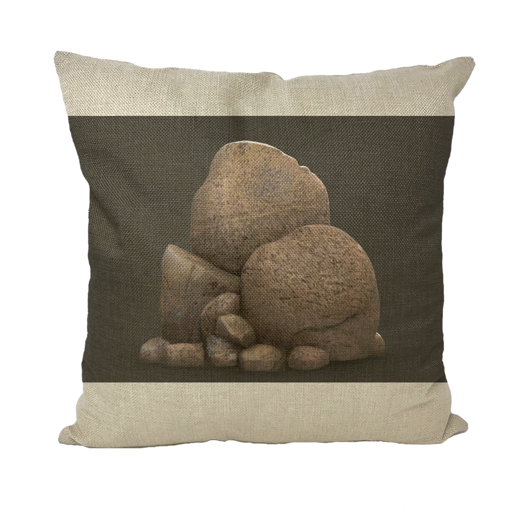 Rocks Throw Pillows in various styles including linen, canvas, and suede, showcasing vibrant colors and textures.