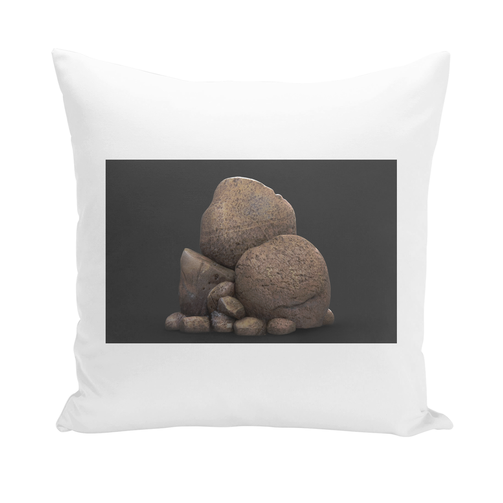 Rocks Throw Pillows in various styles including linen, canvas, and suede, showcasing vibrant colors and textures.