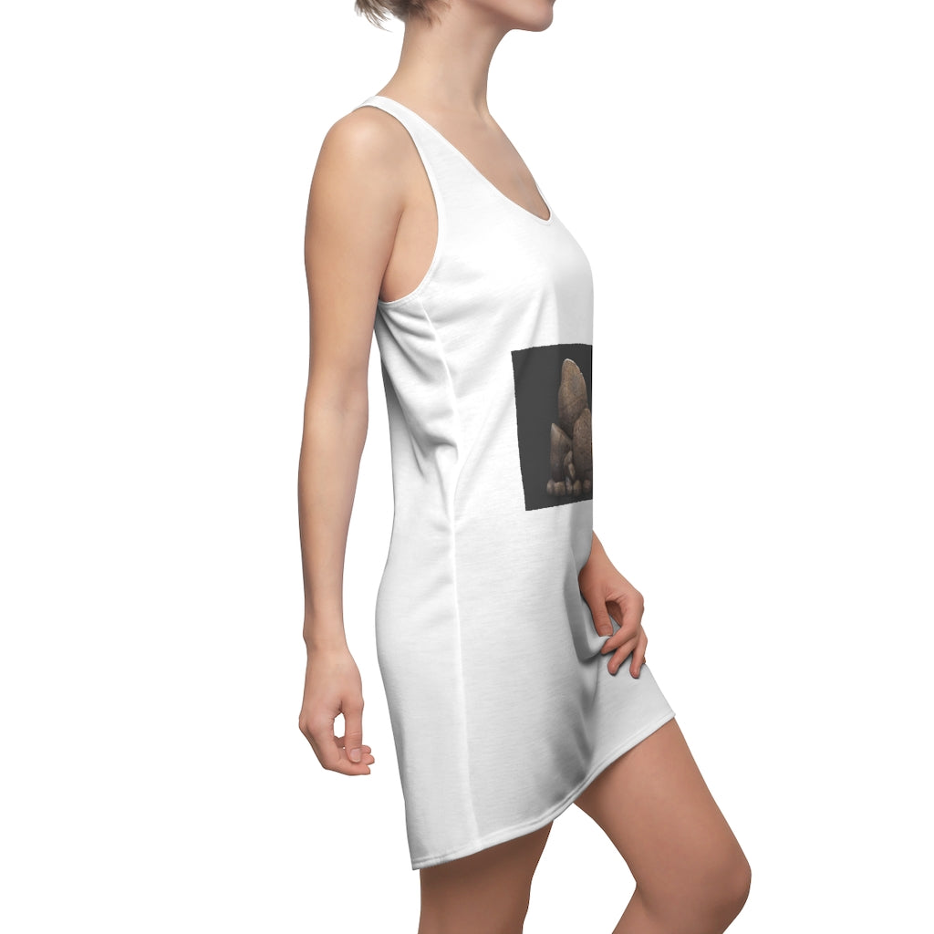 Rocks Women's Cut & Sew Racerback Dress showcasing a stylish design with a sporty fit, made from lightweight polyester fabric.