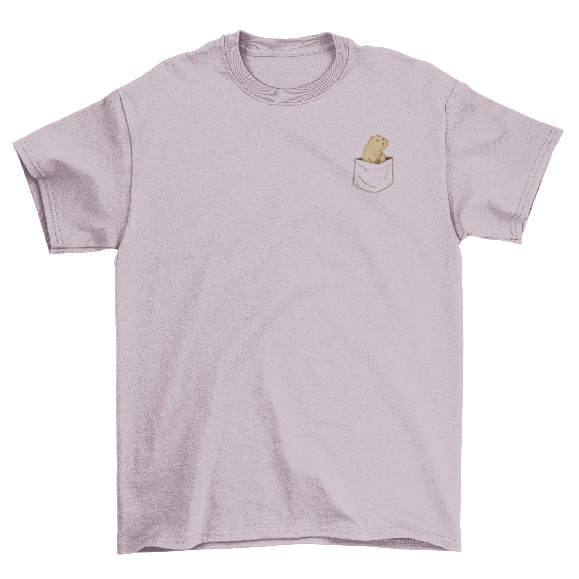 A cute t-shirt featuring a prairie dog peeking out of a pocket, showcasing a playful design.