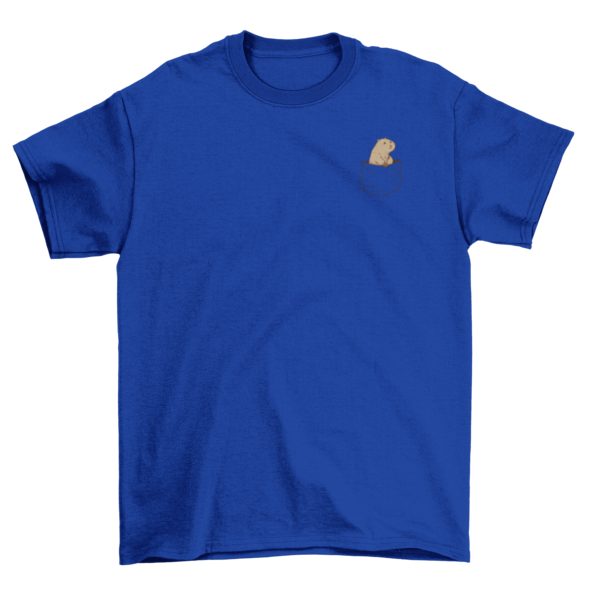 A cute t-shirt featuring a prairie dog peeking out of a pocket, showcasing a playful design.