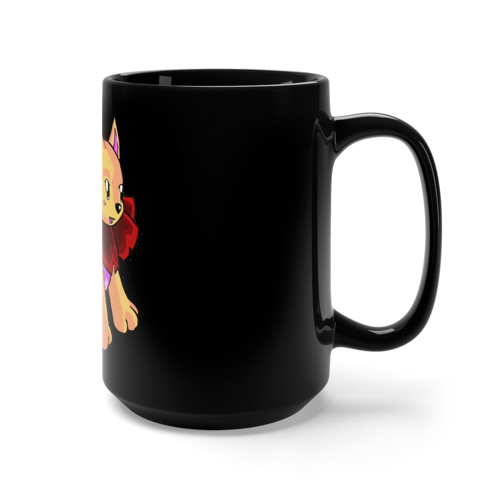 Rositty Black Mug 15oz, a stylish black ceramic mug with a C-handle, perfect for coffee and tea lovers.