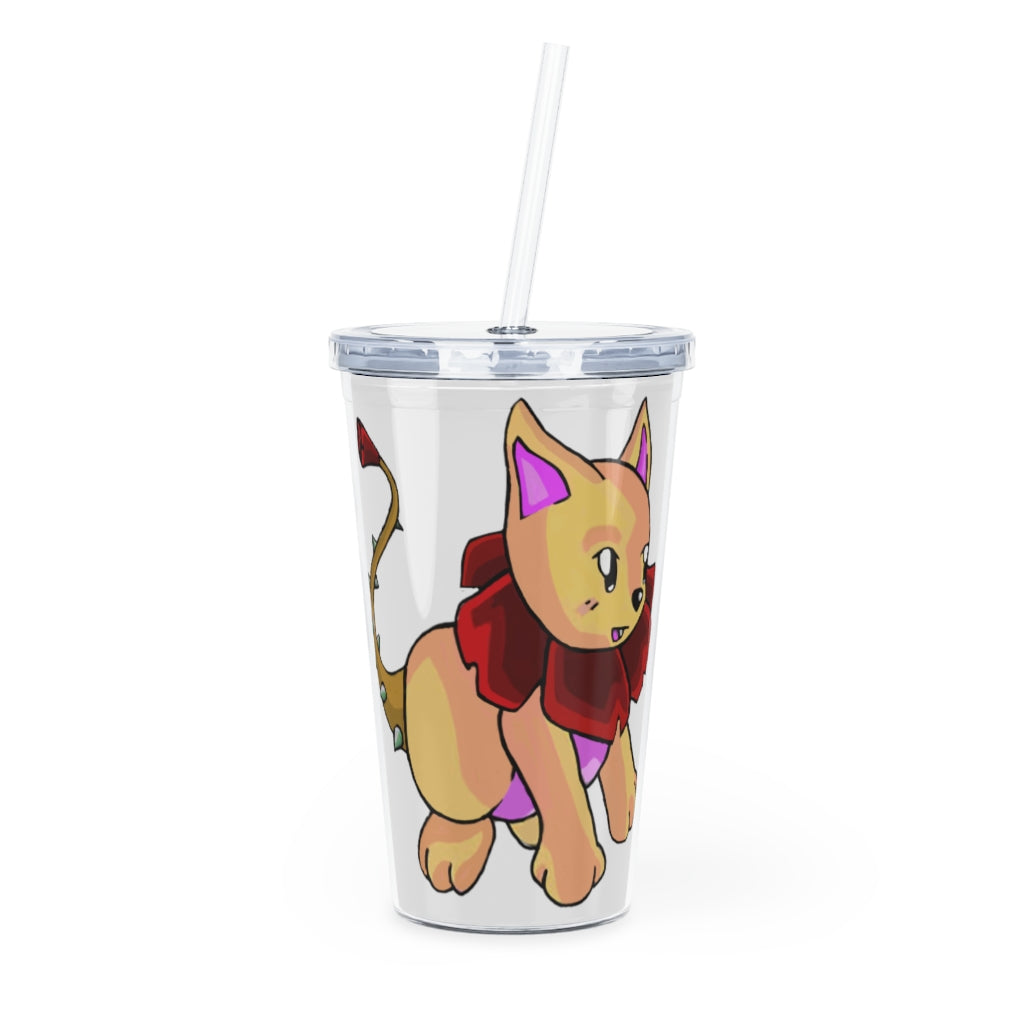 Rositty Plastic Tumbler with Straw, featuring a customizable design and double wall insulation, perfect for drinks at home or events.