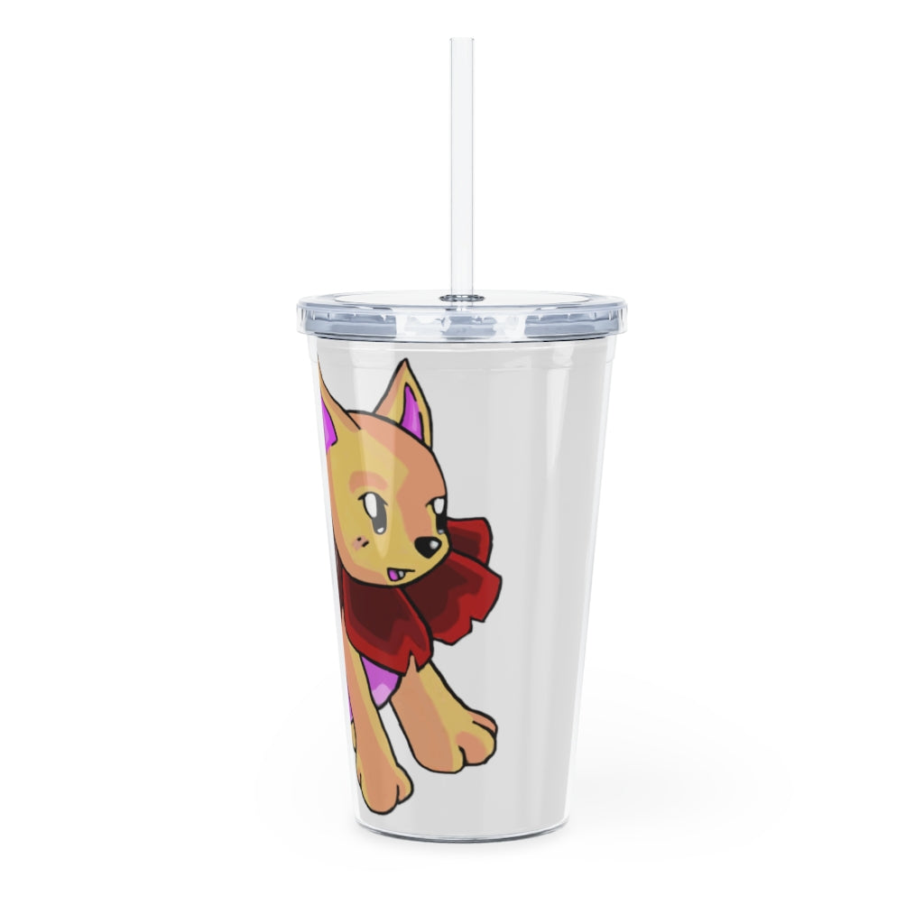 Rositty Plastic Tumbler with Straw, featuring a customizable design and double wall insulation, perfect for drinks at home or events.