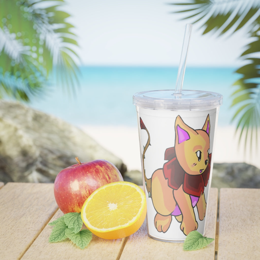 Rositty Plastic Tumbler with Straw, featuring a customizable design and double wall insulation, perfect for drinks at home or events.