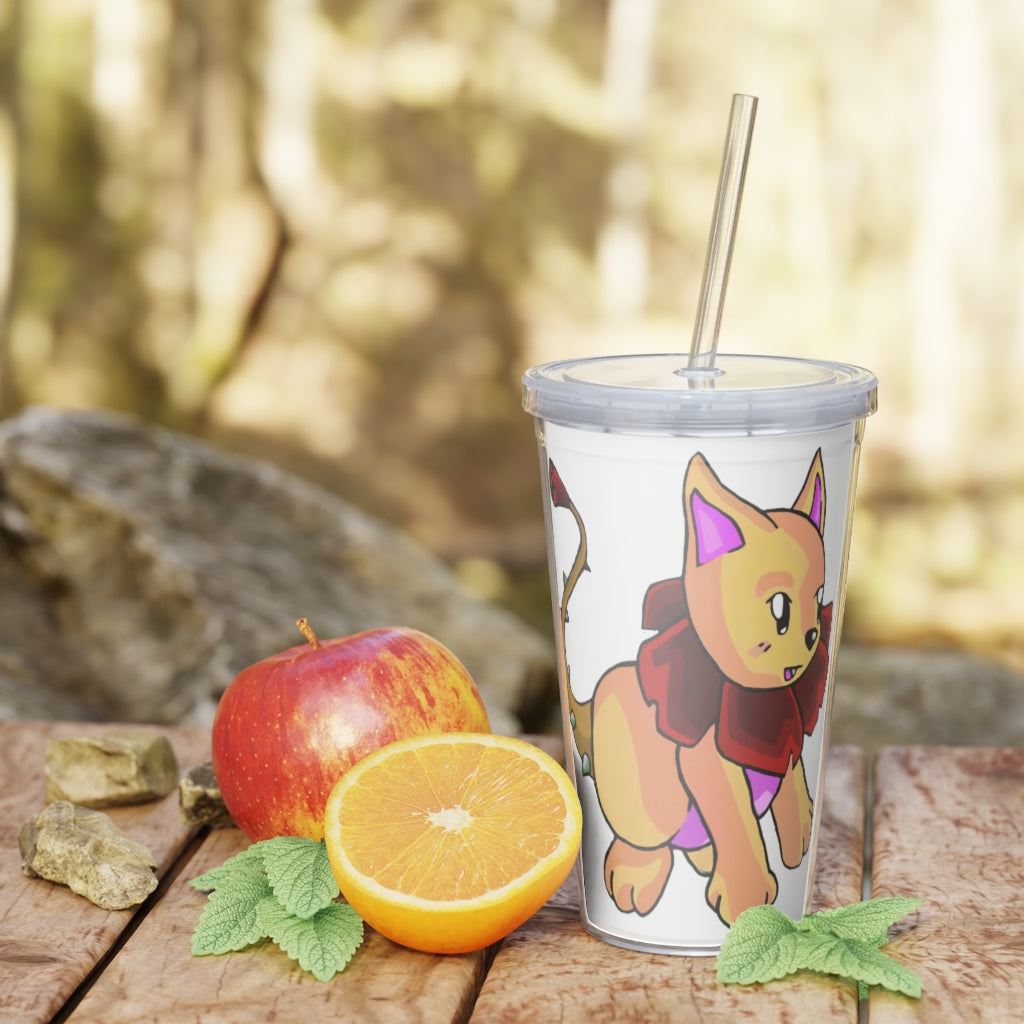 Rositty Plastic Tumbler with Straw, featuring a customizable design and double wall insulation, perfect for drinks at home or events.