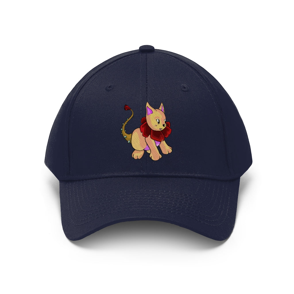 Rositty Unisex Twill Hat in a classic 6-panel design, made from 100% cotton twill, featuring an adjustable Velcro closure.