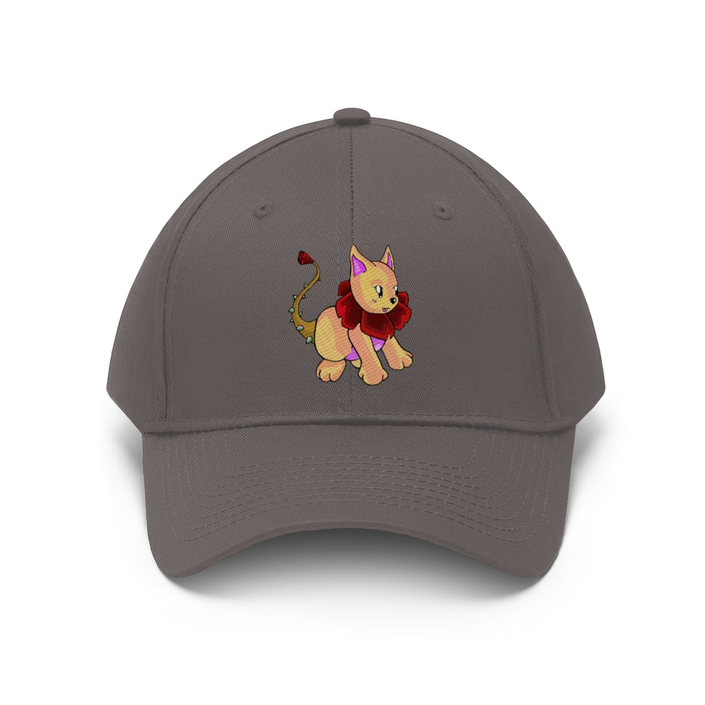 Rositty Unisex Twill Hat in a classic 6-panel design, made from 100% cotton twill, featuring an adjustable Velcro closure.