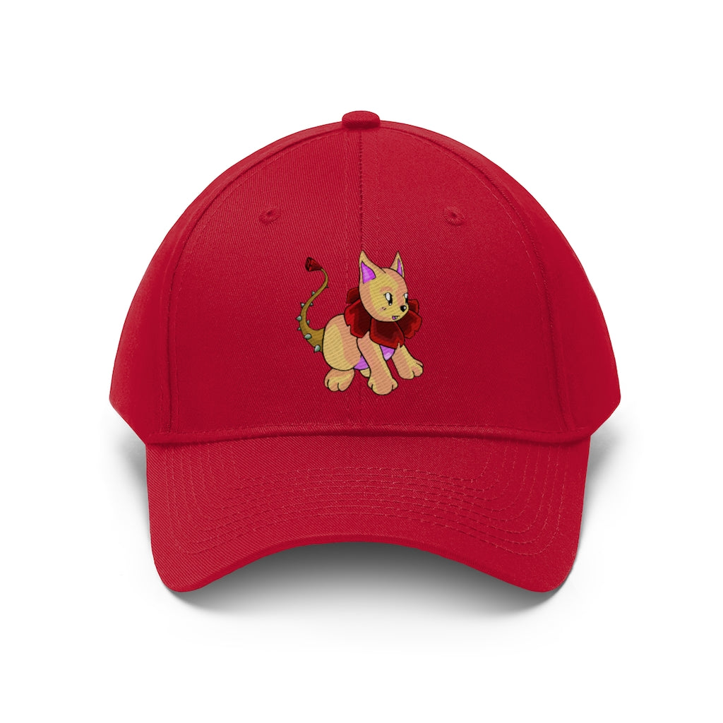 Rositty Unisex Twill Hat in a classic 6-panel design, made from 100% cotton twill, featuring an adjustable Velcro closure.