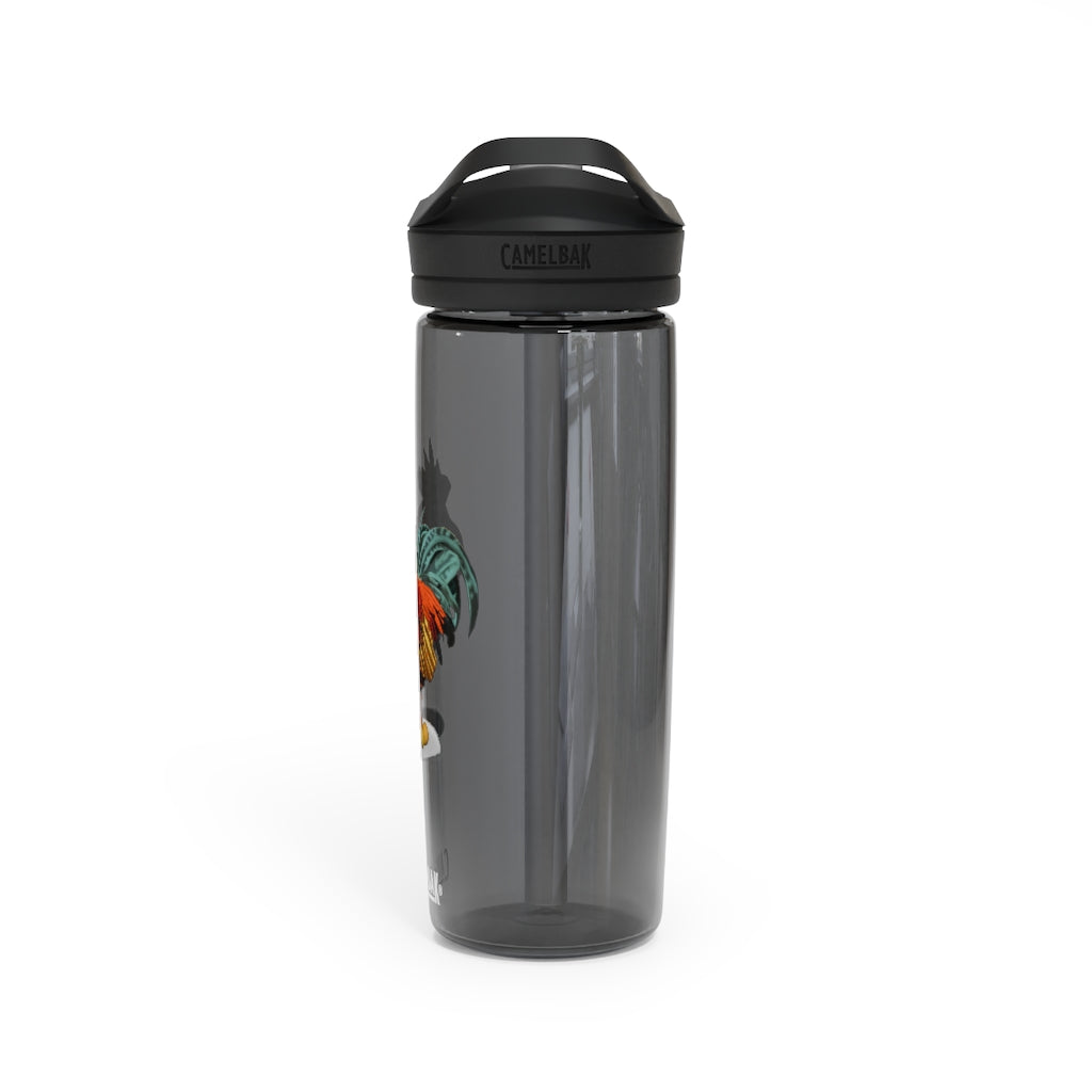 Rooster CamelBak Eddy® Water Bottle in vibrant colors, showcasing its ergonomic design and spill-proof biting valve.