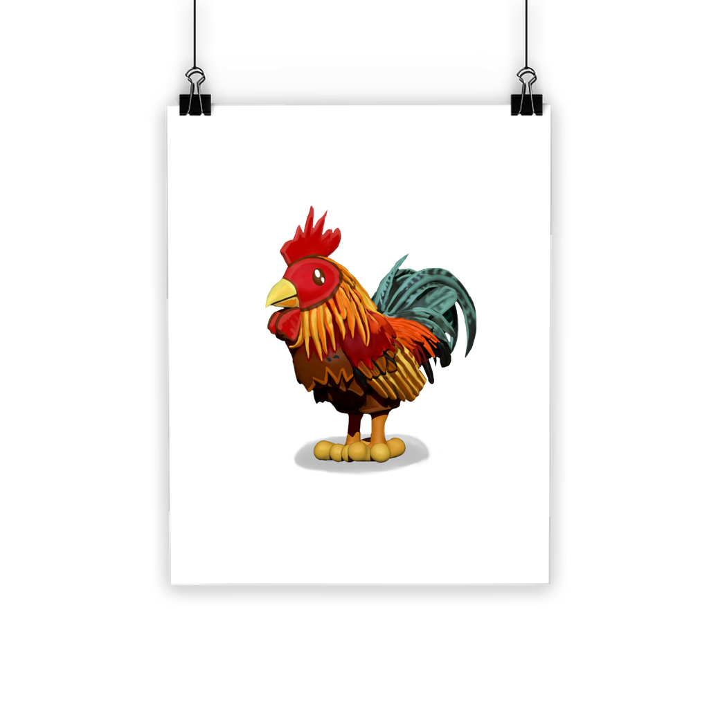 Rooster Classic Poster featuring vibrant colors on semi-gloss paper, ideal for indoor and outdoor display.