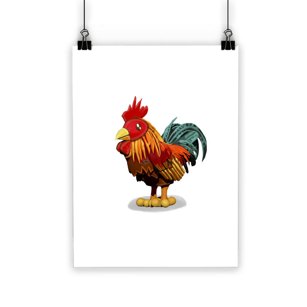 Rooster Classic Poster featuring vibrant colors on semi-gloss paper, ideal for indoor and outdoor display.