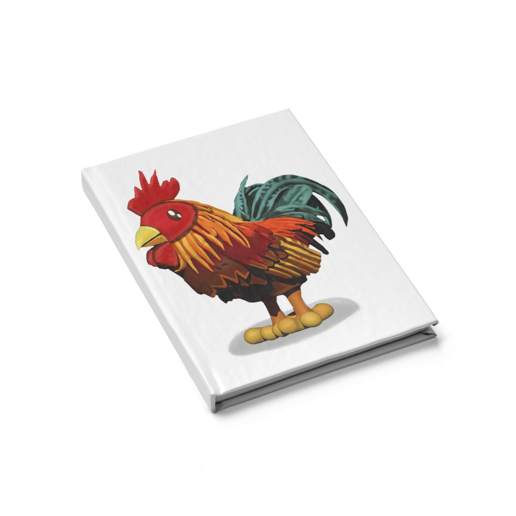 Rooster Journal - Blank with hardcover and colorful wraparound print, showcasing its blank pages for creativity.