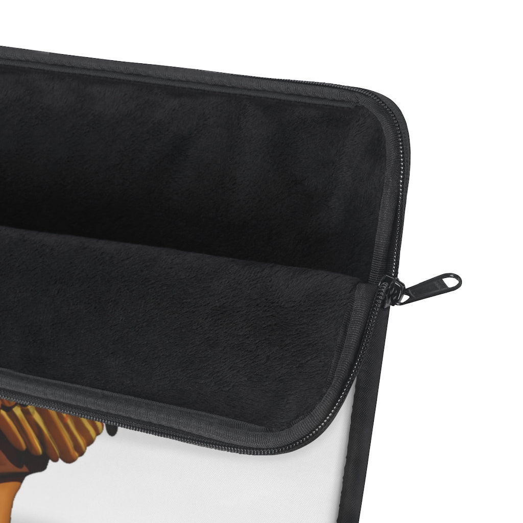 Rooster Laptop Sleeve featuring a stylish printed design on one side and a black polyester back, perfect for protecting laptops.