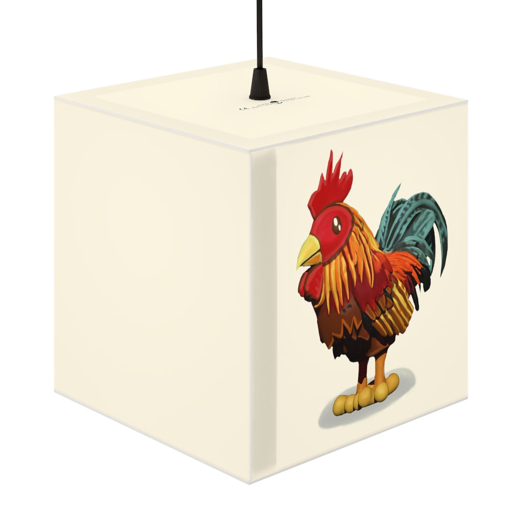 A stylish Rooster Personalized Lamp featuring a unique cube design, perfect for indoor lighting and decoration.