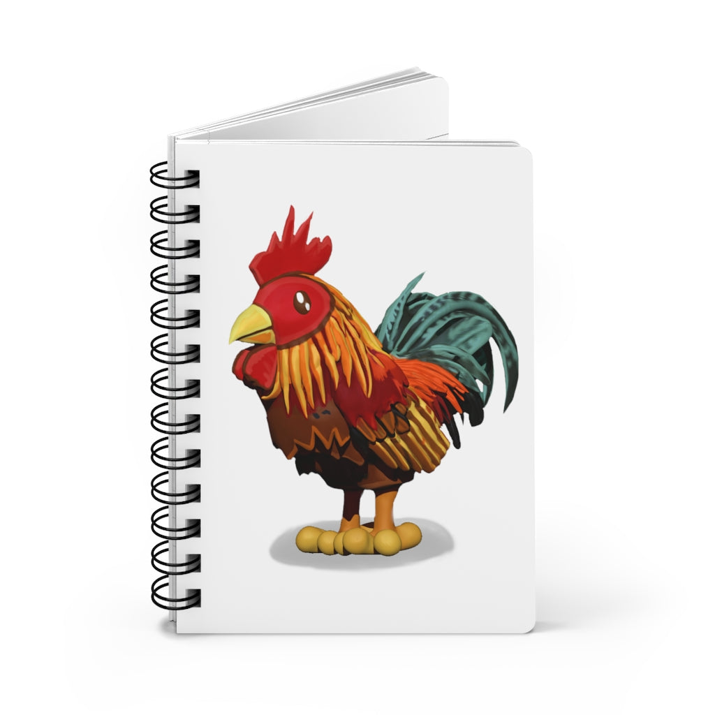 Rooster Spiral Bound Journal with glossy cover and lined pages, perfect for writing dreams and ideas.