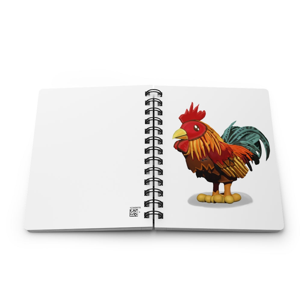 Rooster Spiral Bound Journal with glossy cover and lined pages, perfect for writing dreams and ideas.