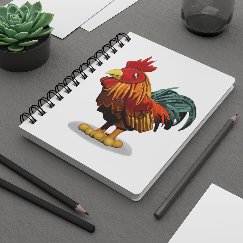 Rooster Spiral Bound Journal with glossy cover and lined pages, perfect for writing dreams and ideas.