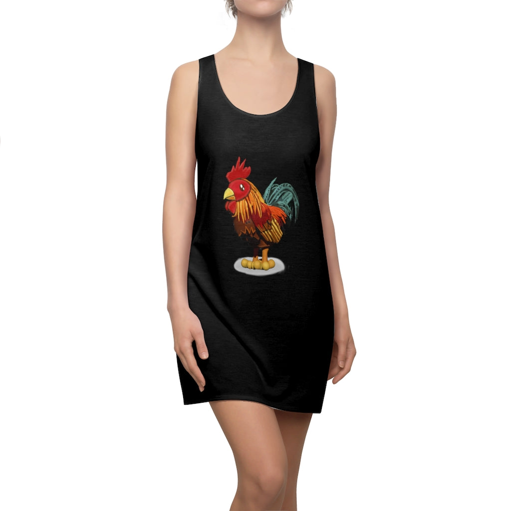 Rooster Women's Cut & Sew Racerback Dress showcasing a stylish and feminine design with a sporty fit, made from lightweight polyester.