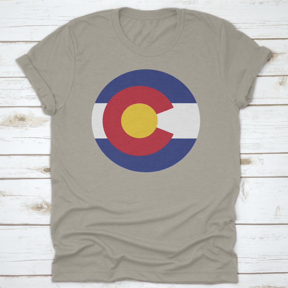 Round Colorado State Flag displayed on a white background, showcasing vibrant colors and design.