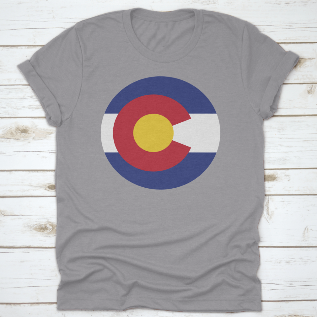 Round Colorado State Flag displayed on a white background, showcasing vibrant colors and design.