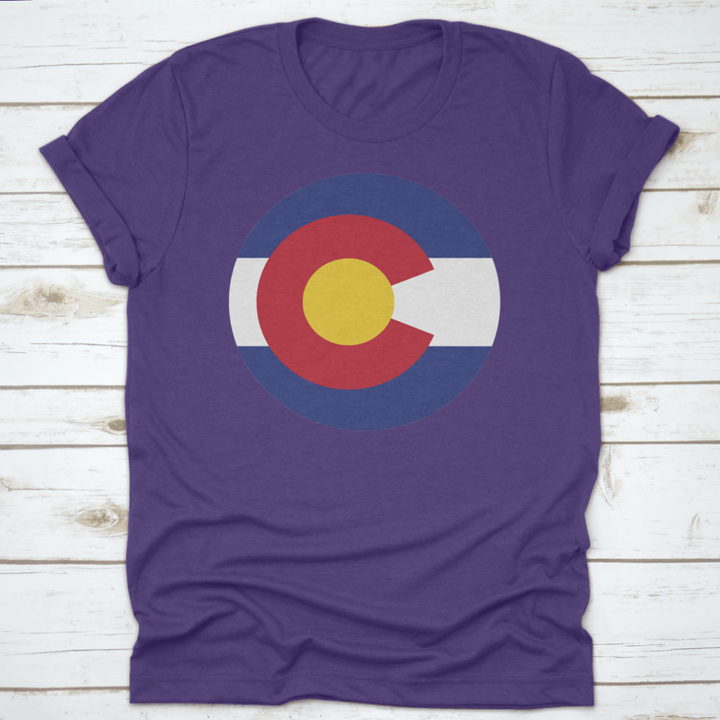 Round Colorado State Flag displayed on a white background, showcasing vibrant colors and design.