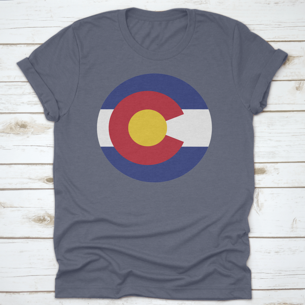 Round Colorado State Flag displayed on a white background, showcasing vibrant colors and design.