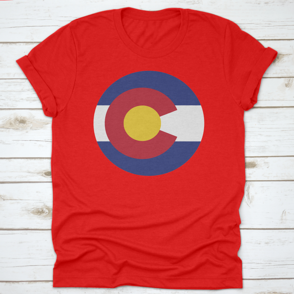 Round Colorado State Flag displayed on a white background, showcasing vibrant colors and design.