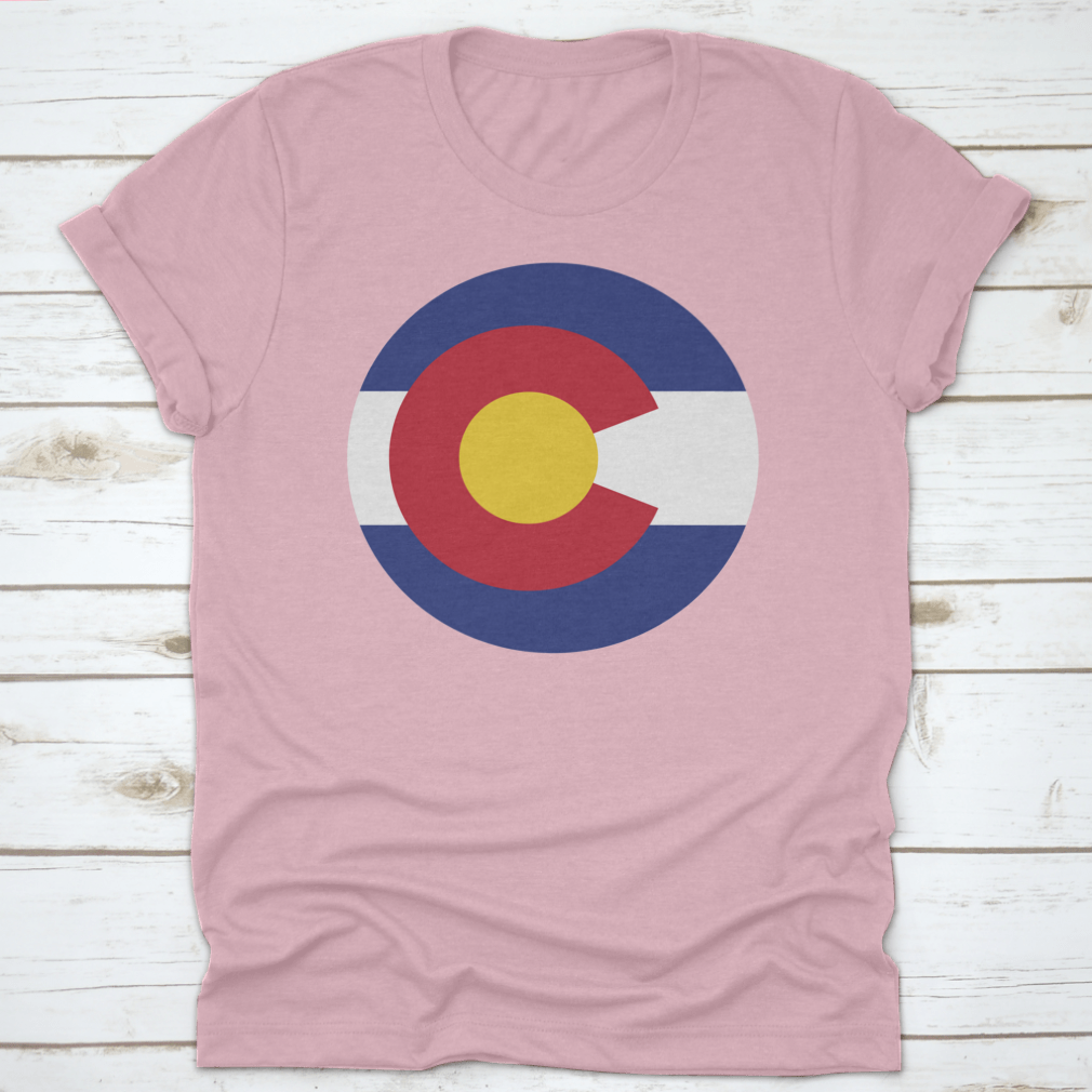 Round Colorado State Flag displayed on a white background, showcasing vibrant colors and design.