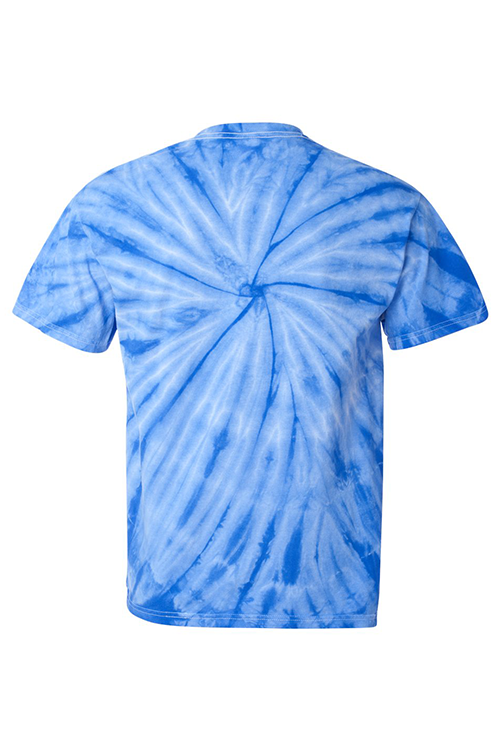 A vibrant Royal Tie Dye T-Shirt showcasing a unique tie-dye pattern in various colors, made from 100% pre-shrunk cotton.