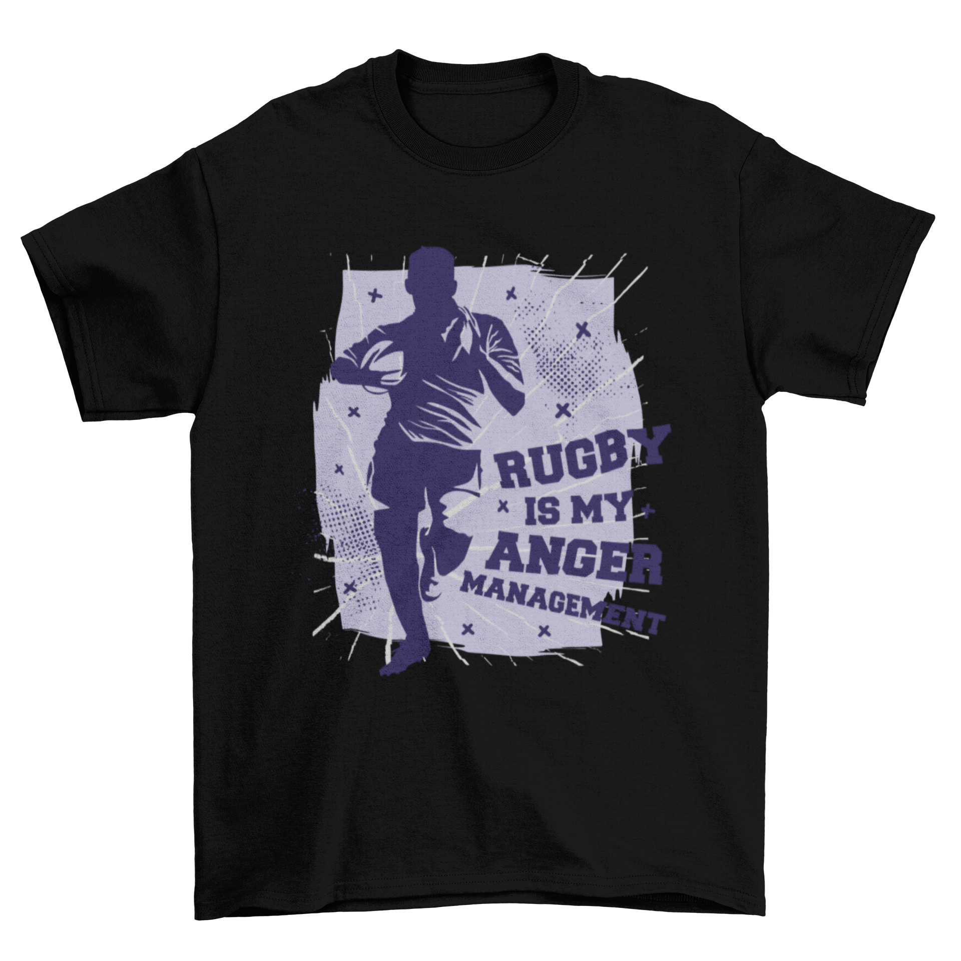 Rugby player silhouette t-shirt with motivational quote design.