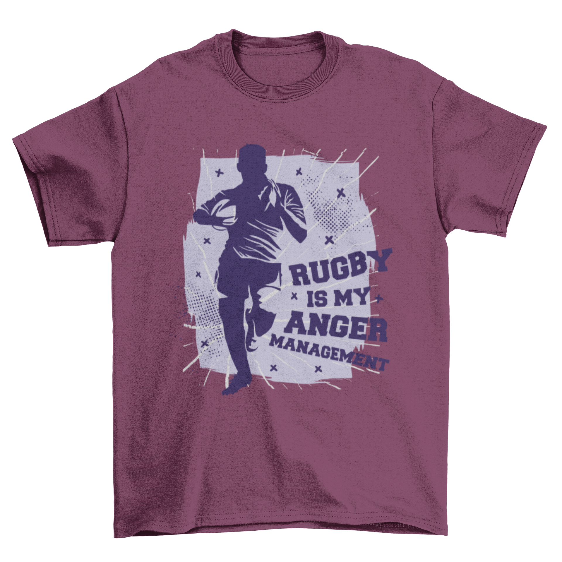 Rugby player silhouette t-shirt with motivational quote design.