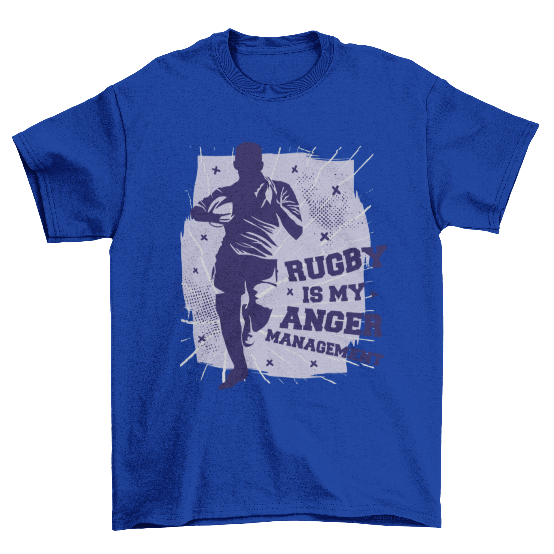 Rugby player silhouette t-shirt with motivational quote design.