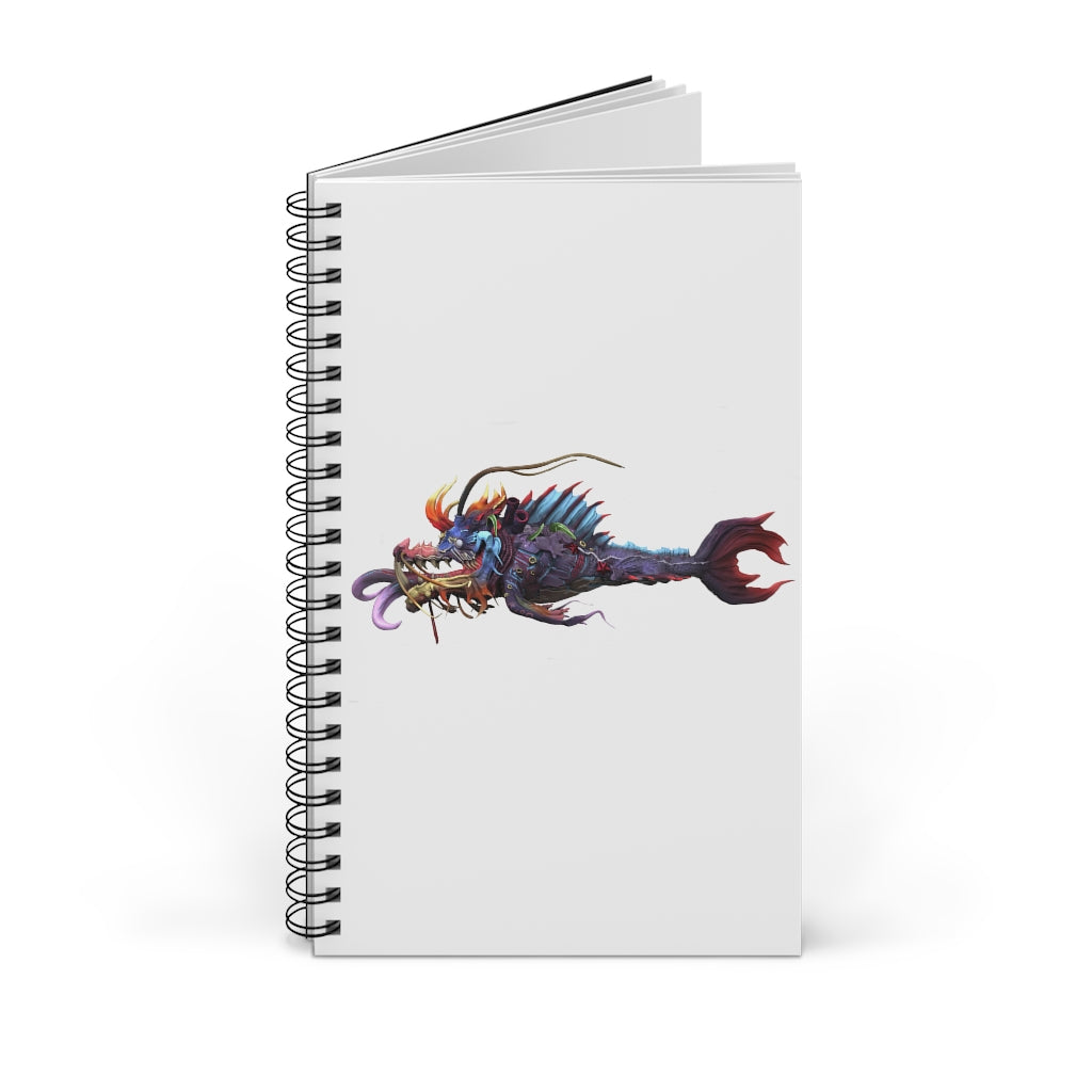 Ryuuk the Fish Dragon God Spiral Journal featuring a vibrant cover design and spiral binding, ideal for journaling and planning.