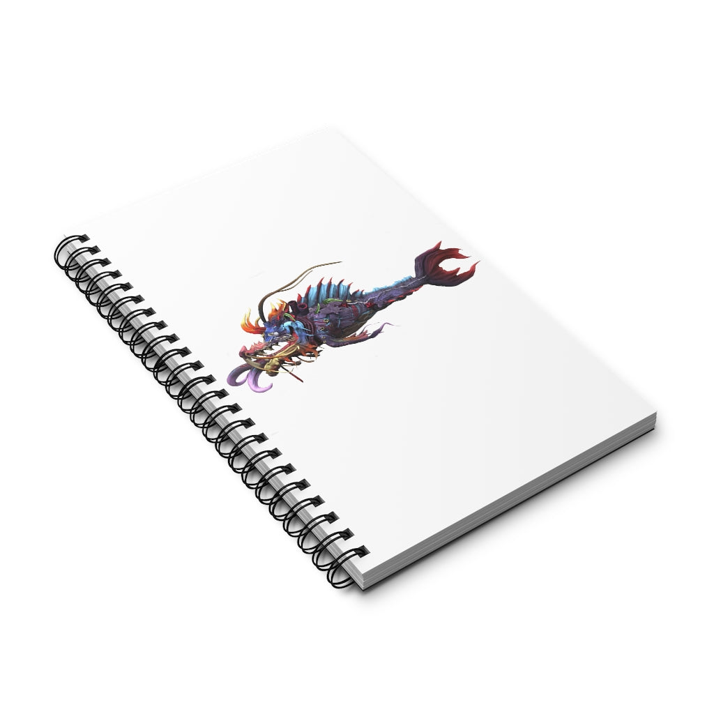 Ryuuk the Fish Dragon God Spiral Journal featuring a vibrant cover design and spiral binding, ideal for journaling and planning.