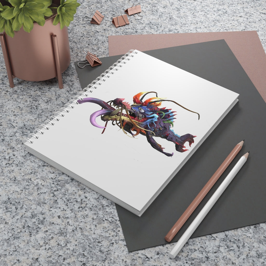 Ryuuk the Fish Dragon God Spiral Notebook with customizable covers and wide-ruled pages, featuring a semi-gloss laminated finish.