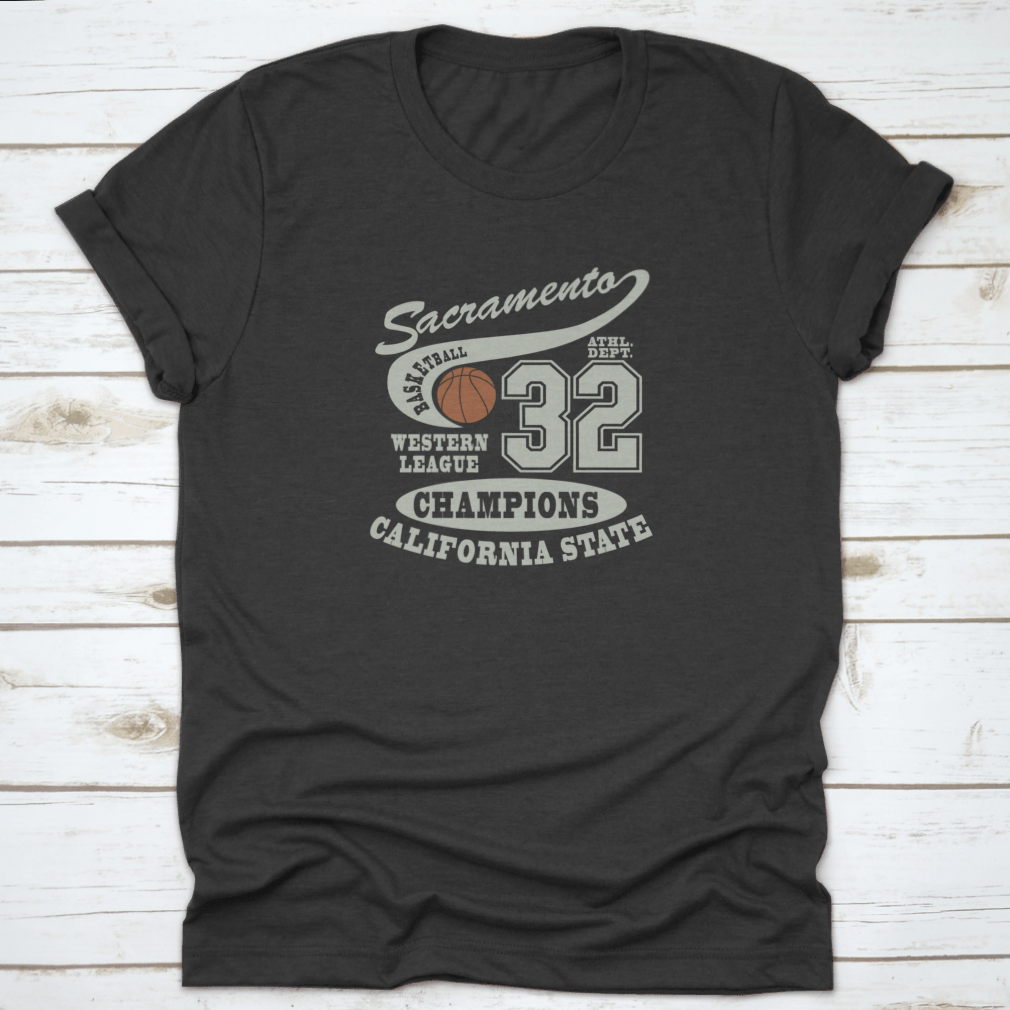 Sacramento Basketball T-Shirt featuring sport typography design in various colors, showcasing its classic fit and comfortable fabric.