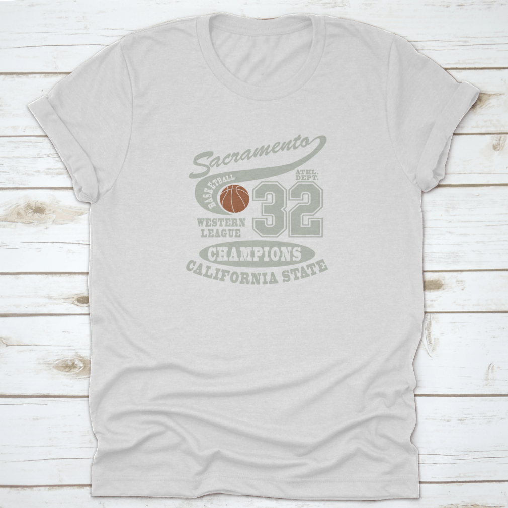 Sacramento Basketball T-Shirt featuring sport typography design in various colors, showcasing its classic fit and comfortable fabric.