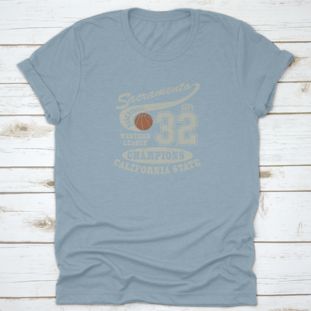 Sacramento Basketball T-Shirt featuring sport typography design in various colors, showcasing its classic fit and comfortable fabric.