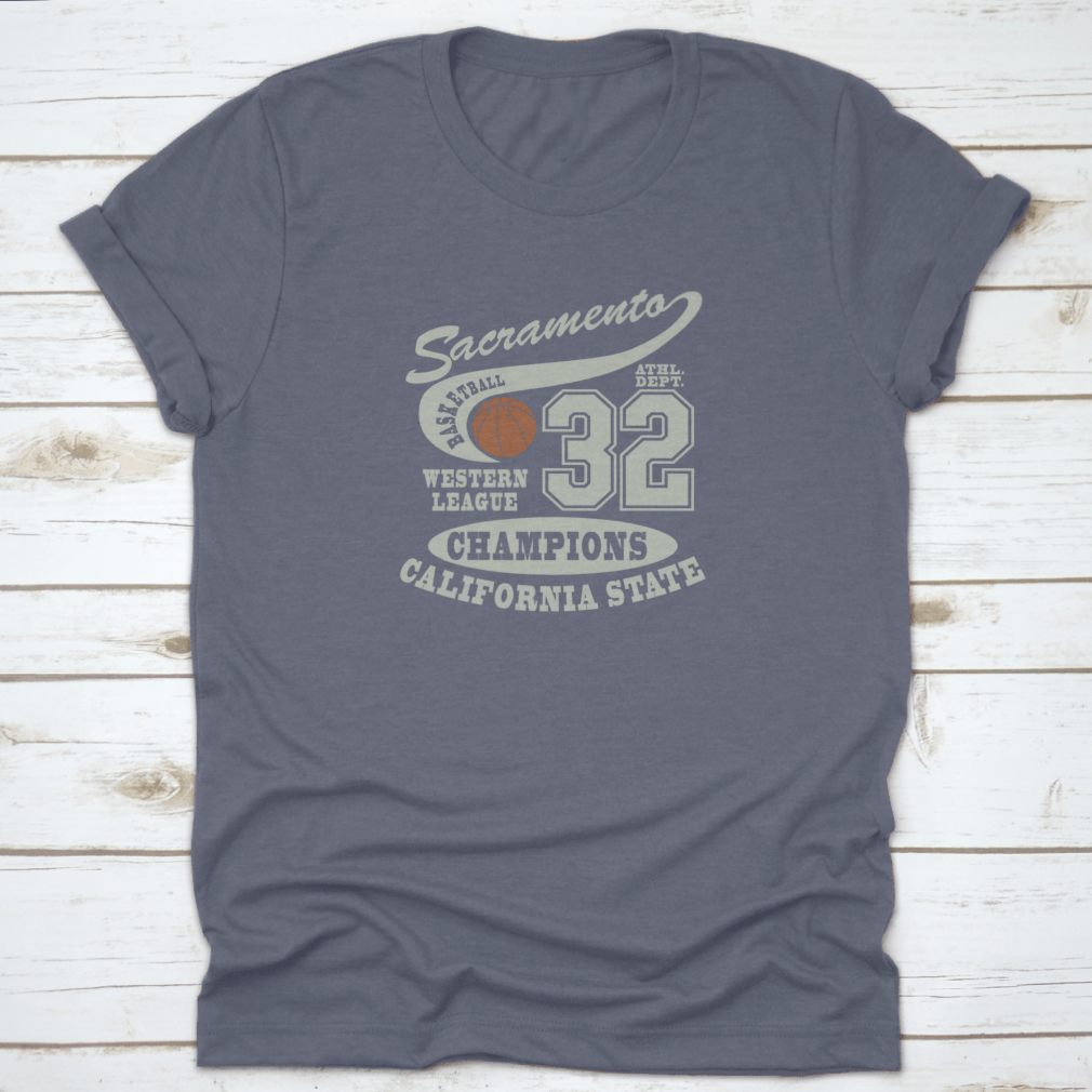 Sacramento Basketball T-Shirt featuring sport typography design in various colors, showcasing its classic fit and comfortable fabric.