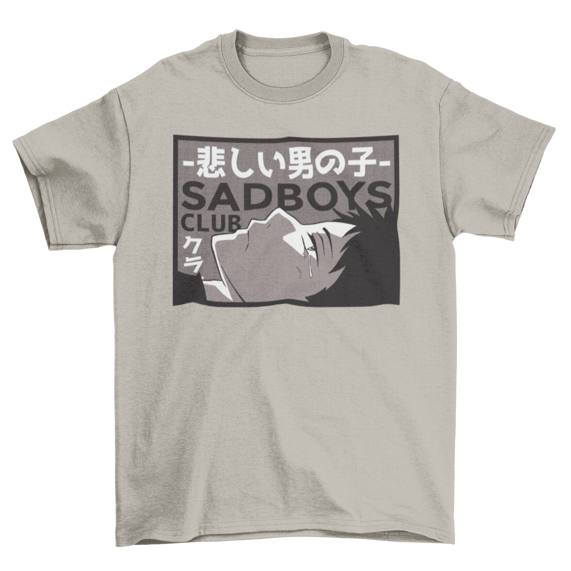 Sad Boy Anime T-shirt featuring an anime boy design and SADBOYS CLUB text, perfect for anime fans.