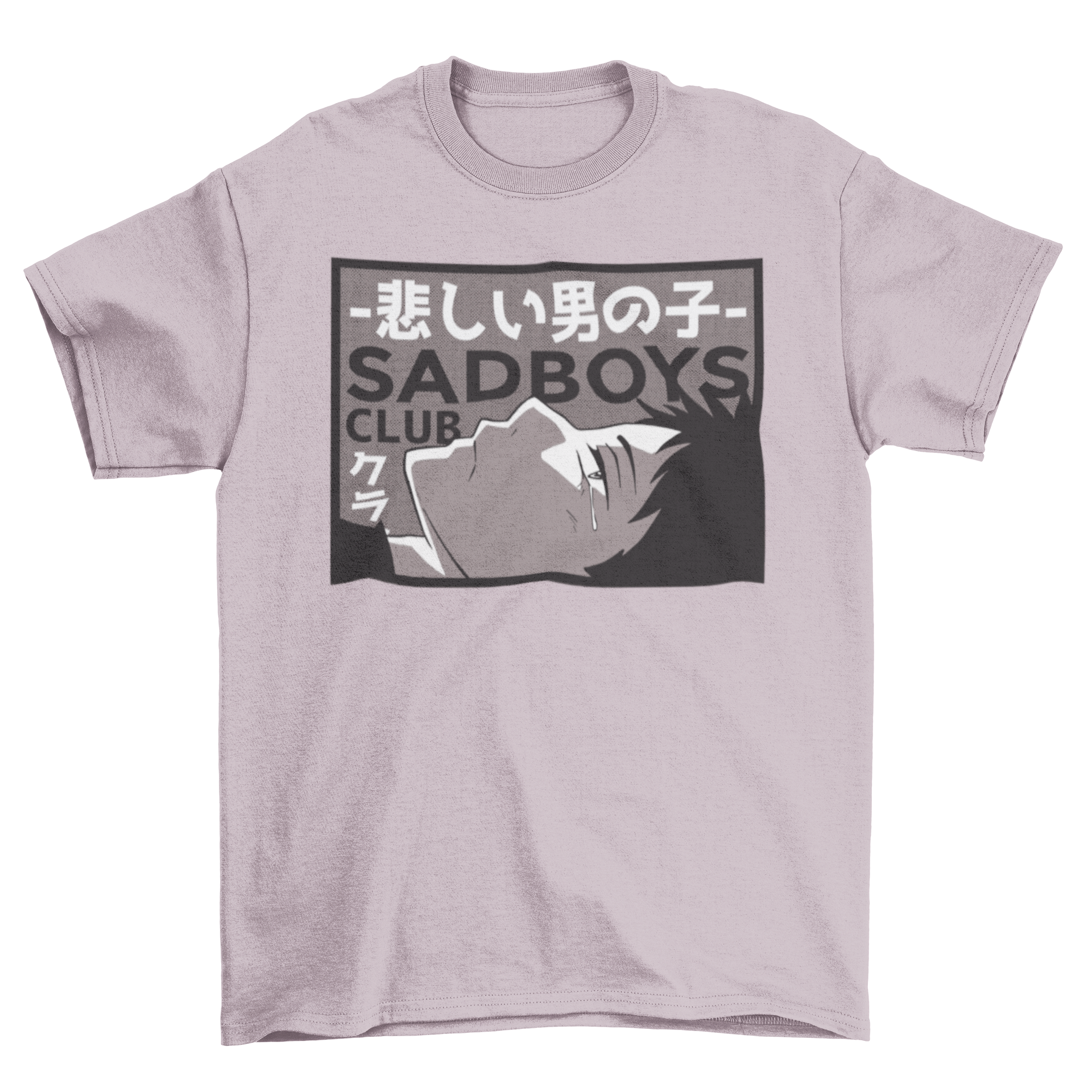 Sad Boy Anime T-shirt featuring an anime boy design and SADBOYS CLUB text, perfect for anime fans.