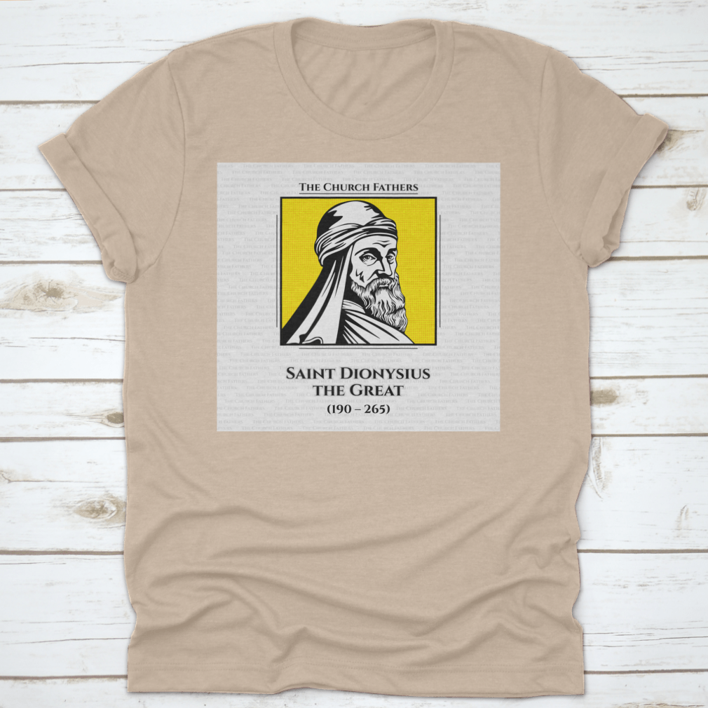 Saint Dionysius The Great T-shirt made from 100% cotton, featuring a classic fit and midweight fabric, ideal for comfort and style.