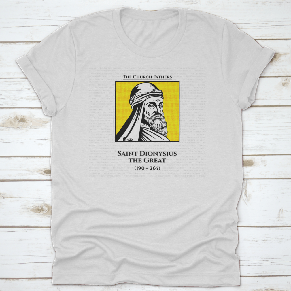 Saint Dionysius The Great T-shirt made from 100% cotton, featuring a classic fit and midweight fabric, ideal for comfort and style.