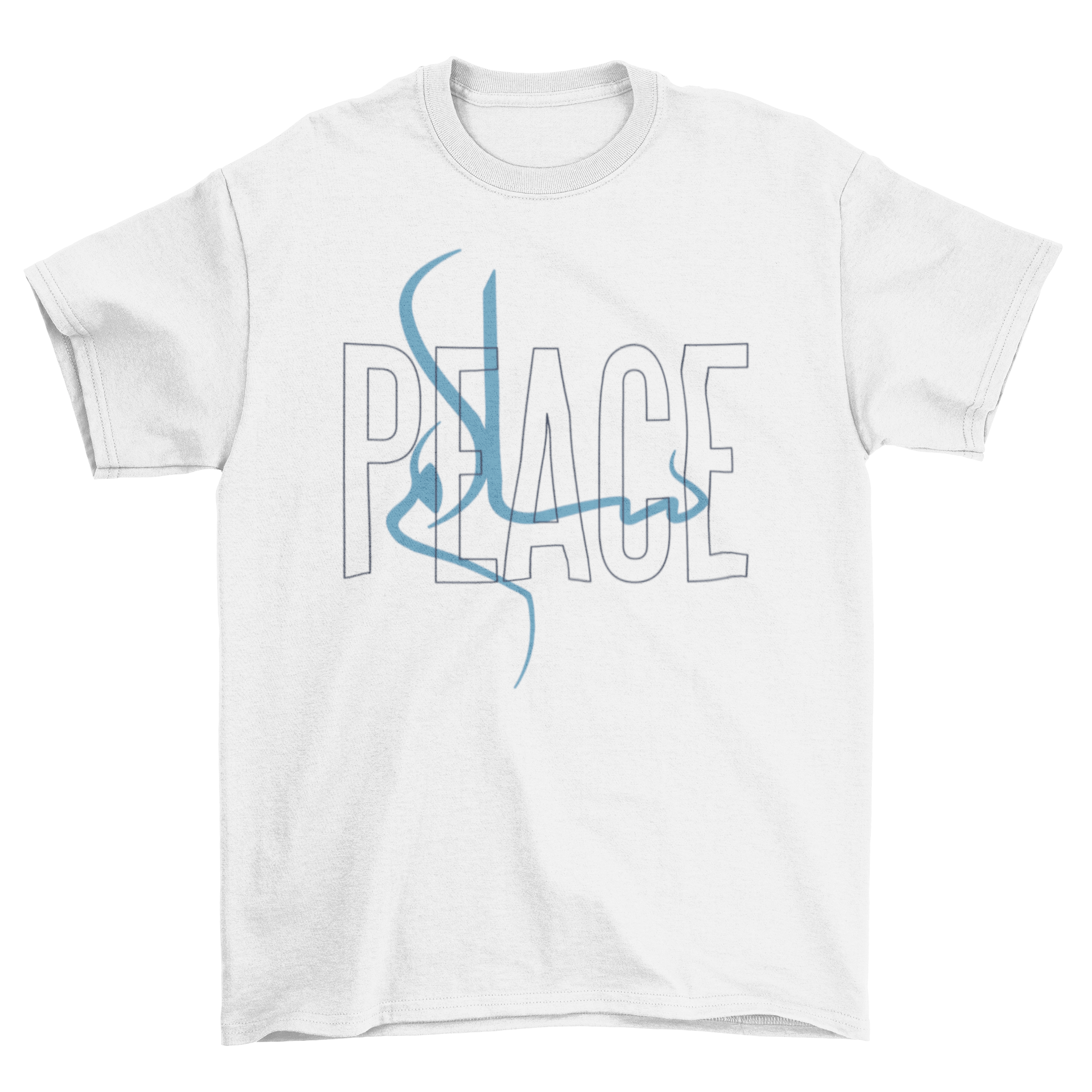 Salam Peace T-shirt featuring the word PEACE and Arabic SALAM in a stylish design.