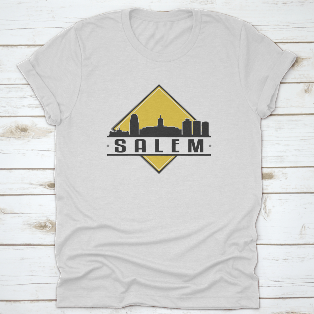 Salem, OR Skyline Logo t-shirt featuring a unique landscape design, made from soft cotton fabric.