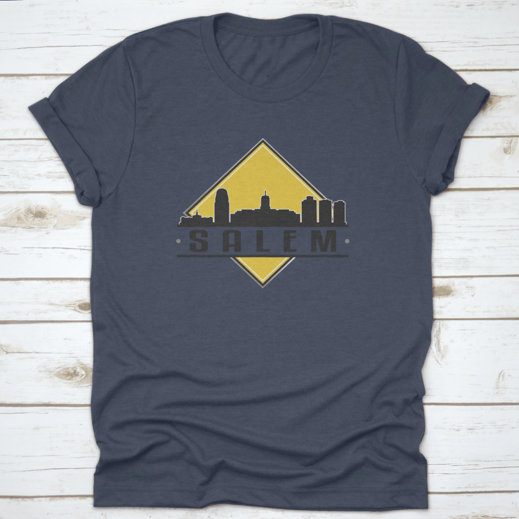 Salem, OR Skyline Logo t-shirt featuring a unique landscape design, made from soft cotton fabric.